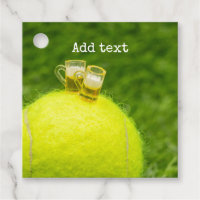 Tennis Happy Birthday Tennis ball with beer Favor Tags