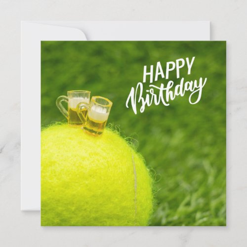 Tennis Happy Birthday Tennis ball with beer green