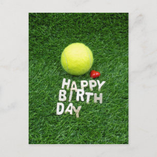 Tennis Happy Birthday with love heart shape Card