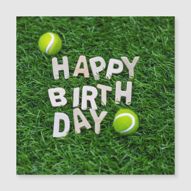Tennis Happy Birthday with Tennis ball on green (Front)