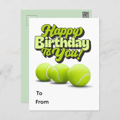 Tennis Happy Birthday with tennis ball  Postcard