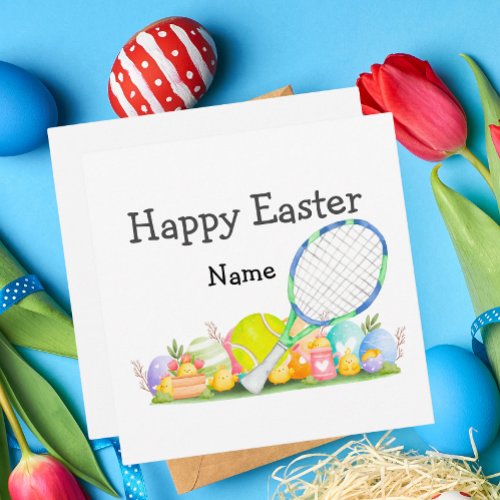 Tennis Happy Easter for Tennis Player  Napkins  Holiday Card