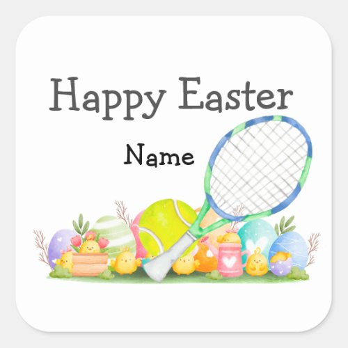 Tennis Happy Easter for Tennis Player  Napkins   Square Sticker