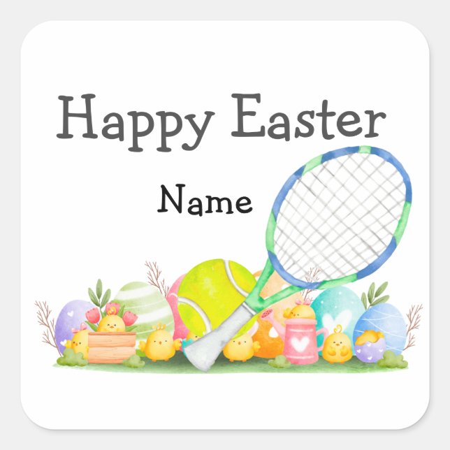 Tennis Happy Easter for Tennis Player  Napkins   Square Sticker (Front)