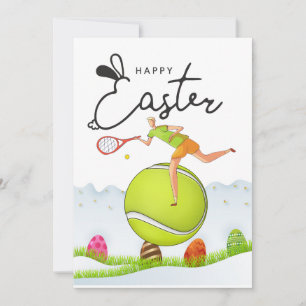 Tennis Happy Easter to Tennis Player with eggs Holiday Card