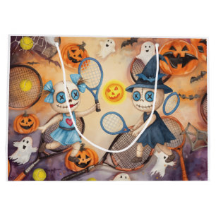 Tennis Happy Halloween with ball all over Large Gift Bag