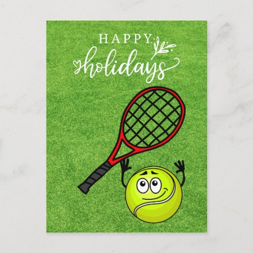 Tennis Happy Holiday with ball and Racket on green
