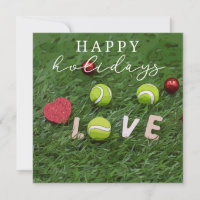 Tennis Happy Holidays with ball on green love 