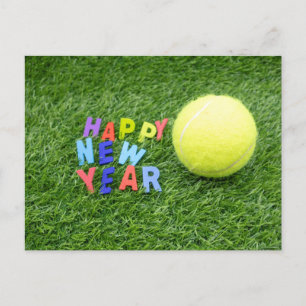 Tennis happy New Year & tennis ball for Player Ho Holiday Postcard