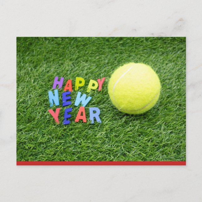 Tennis happy New Year & tennis ball Postcard (Front)