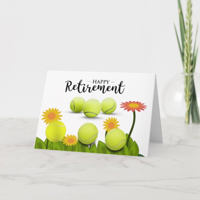 Tennis Happy retirement with Flowers Card (Front)
