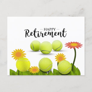 Tennis Happy retirement with Flowers  Postcard
