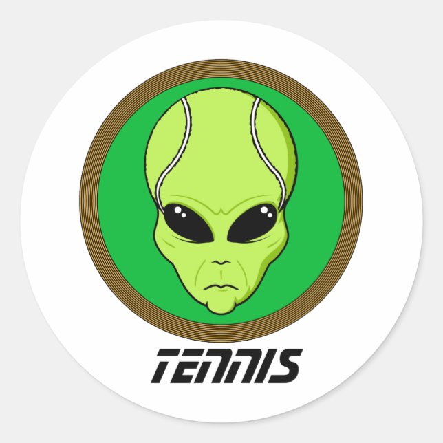 Tennis Head Alien Classic Round Sticker (Front)