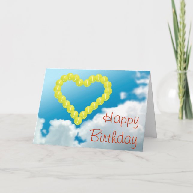 Tennis Heart Happy Birthday Card (Front)