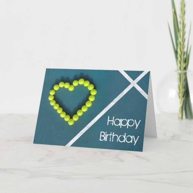 Tennis heart happy Birthday personalized Card (Front)