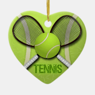 TENNIS HEART ORAMENT CERAMIC ORNAMENT