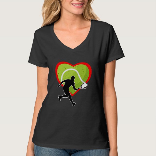 Tennis Heart Sport Love Anti Valentines Day T-Shirt (Front)