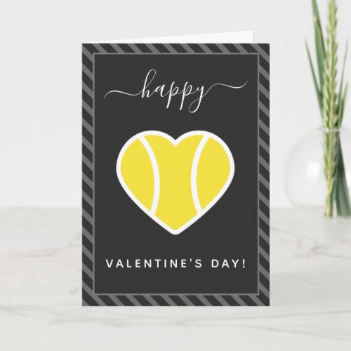 Tennis Heart Valentines Day Sports Theme Striped Card