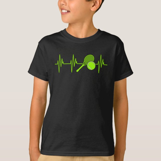 Tennis Heartbeat Sports Lover Player Coach Graphic T-Shirt (Front)