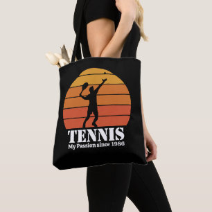 Tennis Hobby Retro Sunset Personalize Tote Bag