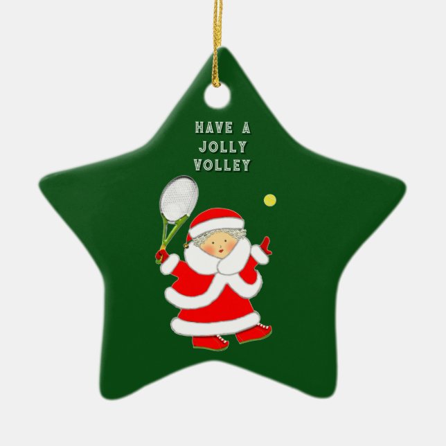 Tennis Holiday Gift Ceramic Ornament (Front)