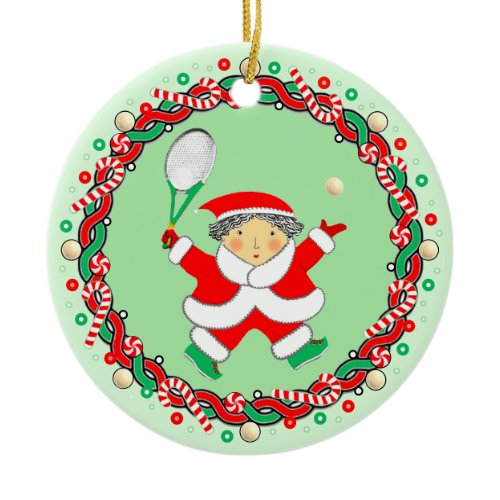 Tennis Holiday Gift Ceramic Ornament