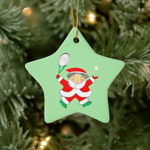 Tennis Holiday Gift Ceramic Ornament