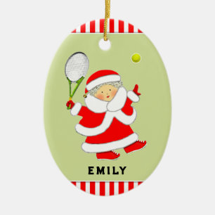 Tennis Holiday Gift Ceramic Ornament