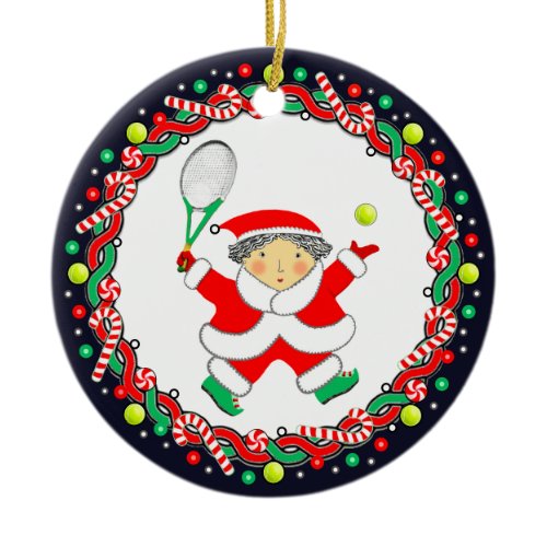Tennis Holiday Gift Ceramic Ornament