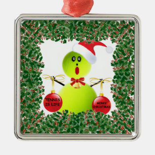 Tennis Holiday Metal Ornament