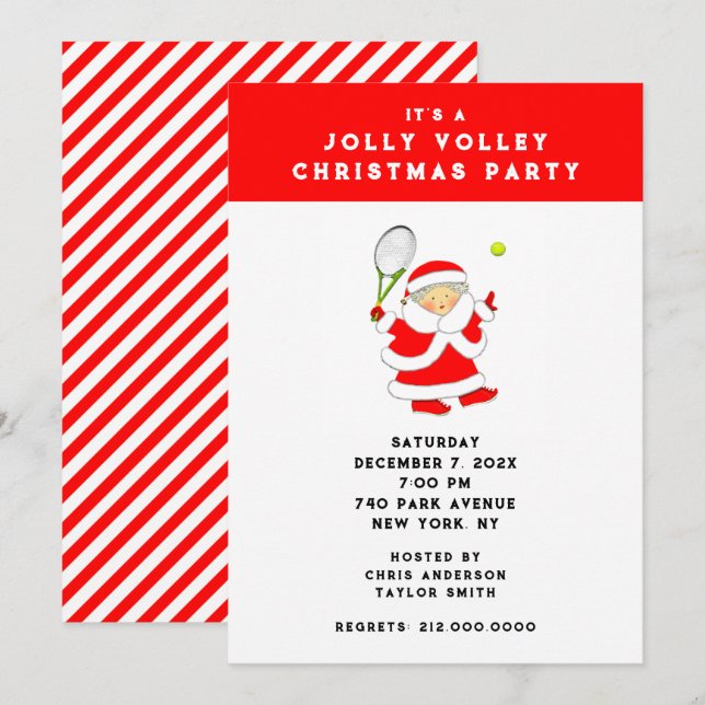 Tennis Holiday Party Invitation (Front/Back)