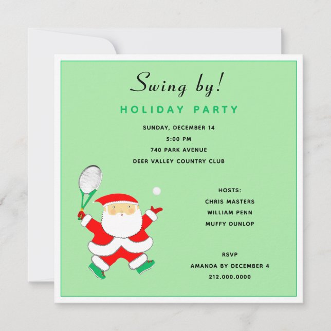 Tennis Holiday Party Invitation (Front)