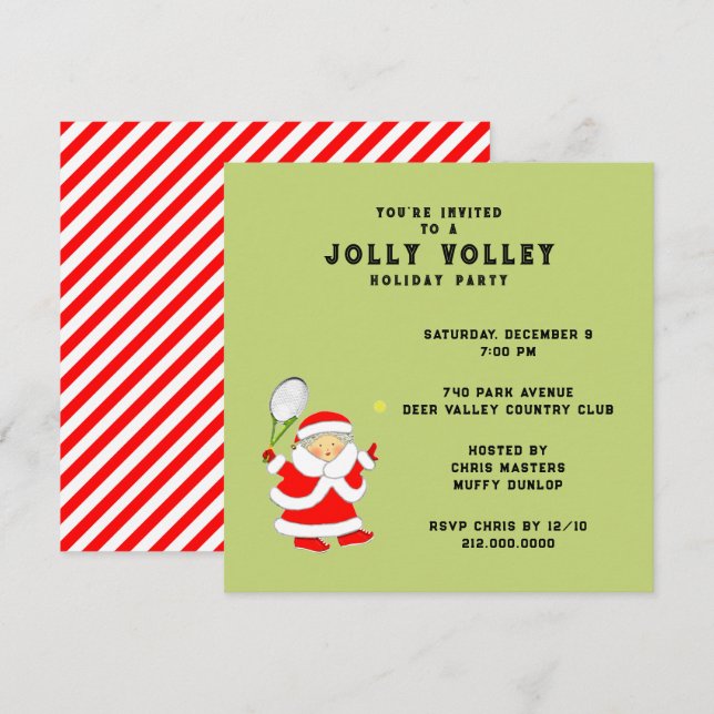 Tennis Holiday Party Invitation (Front/Back)