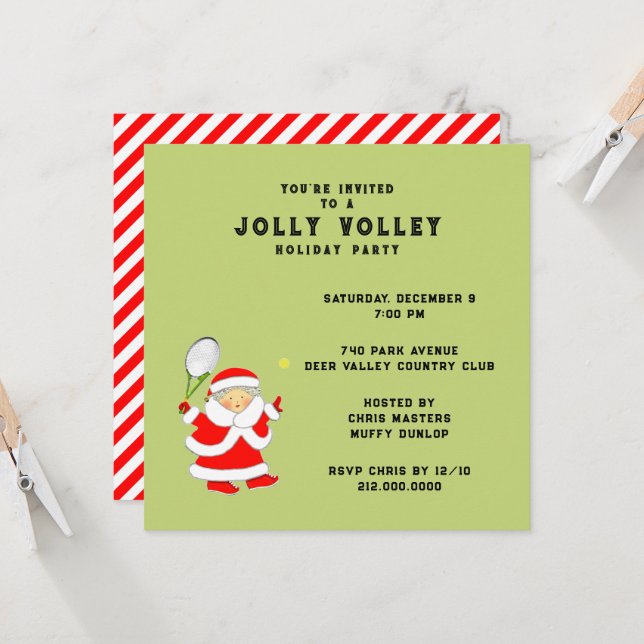 Tennis Holiday Party Invitation (Front/Back In Situ)