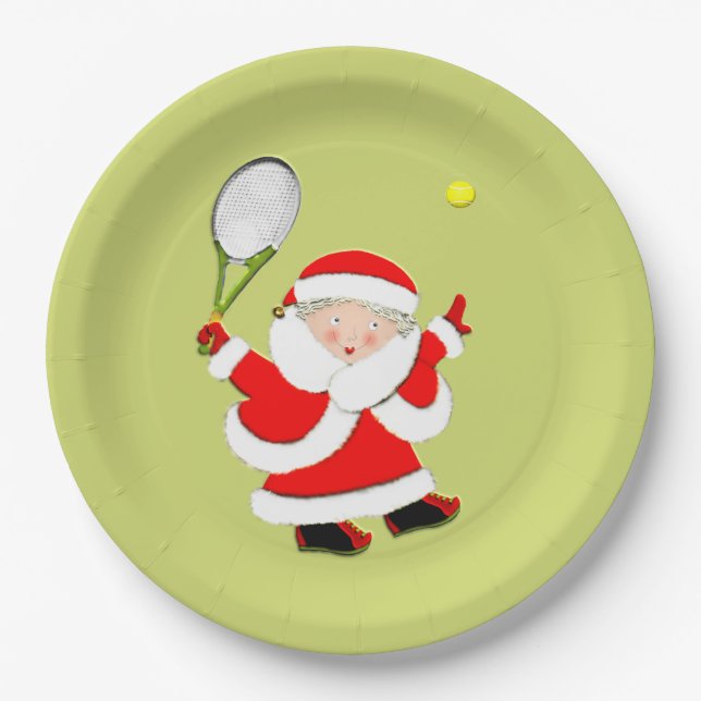 Tennis Holiday Party Paper Plates (Front)