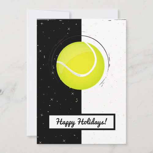 Tennis Holidays Christmas Ball Black  White Sport Holiday Card
