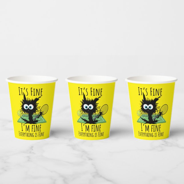 Tennis I am fine everything is fine funny  Paper Cups (Multi)