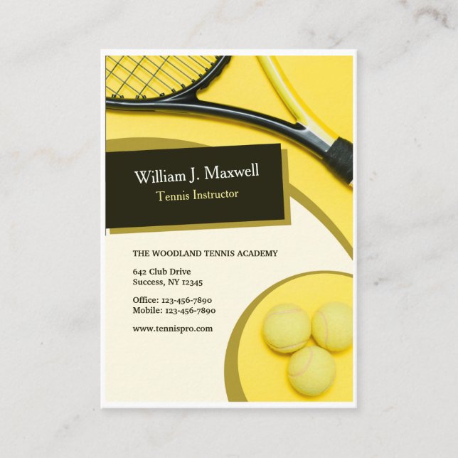 Tennis Instructor Business Cards (Front)