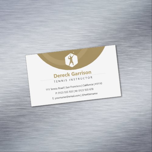 Tennis Instructor  Coach  Trainer Golden Business Card Magnet