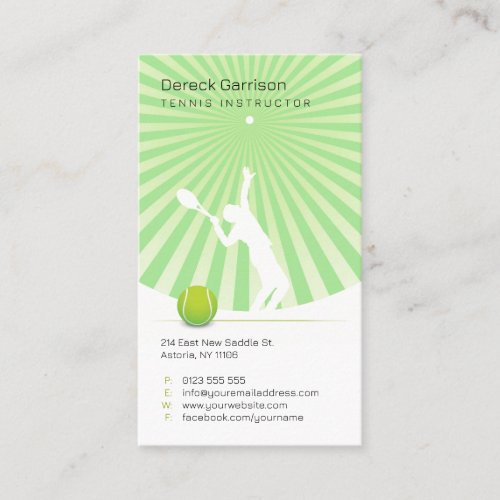 Tennis Instructor  Professional Business Card