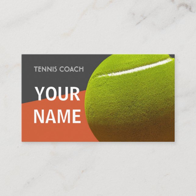 Tennis Instructor Trainer Professional Typography Business Card (Front)
