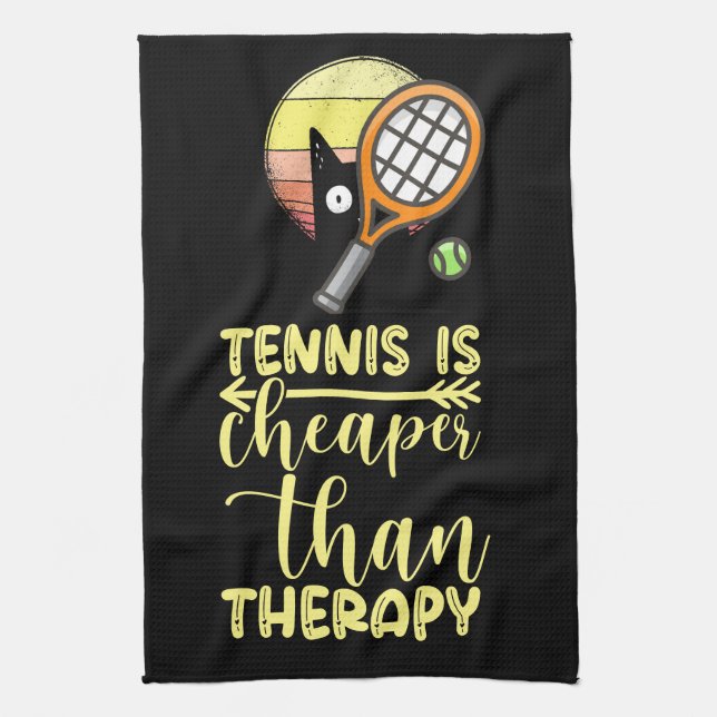 Tennis is cheaper than therapy kitchen towel (Vertical)
