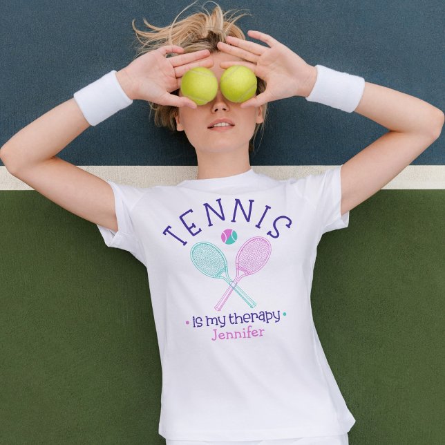 "Tennis Is My Therapy" Custom Girls T-Shirt Tri-Blend Shirt (Creator Uploaded)