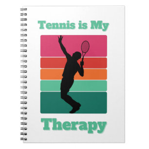 Tennis is My Therapy Rectangle Retro Sunset Notebook