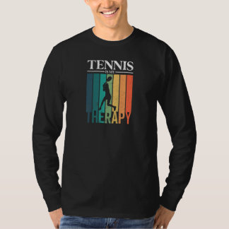 Tennis Is My Therapy Retro Tennis Player T-Shirt