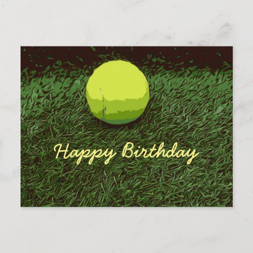 Tennis is on green grass Happy Birthday Card