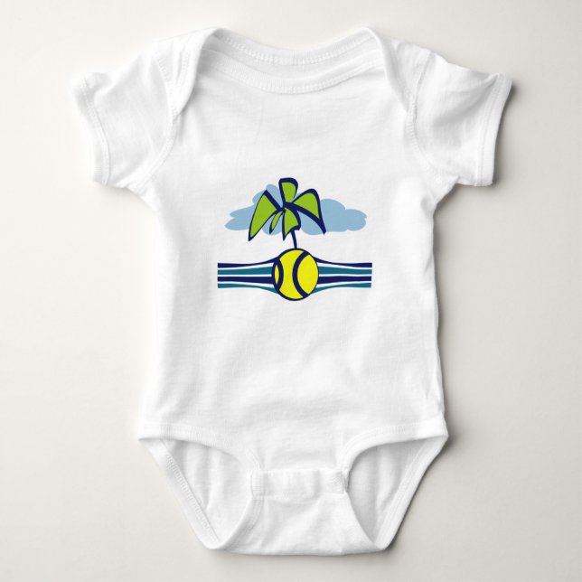 Tennis Island Tropical Summer Baby Bodysuit (Front)