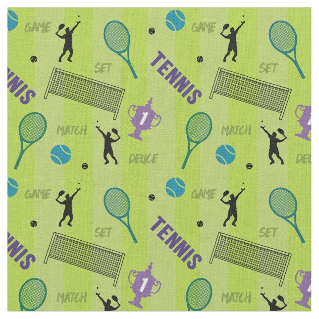 Tennis items on fresh green background, fabric (Close Up)