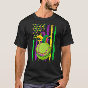 Tennis Jester Hat Retro American Flag Mardi Gras O T-Shirt