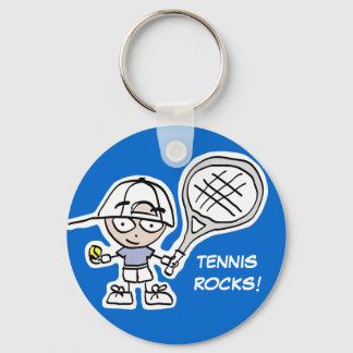 Tennis keychain with cute cartoon and custom text